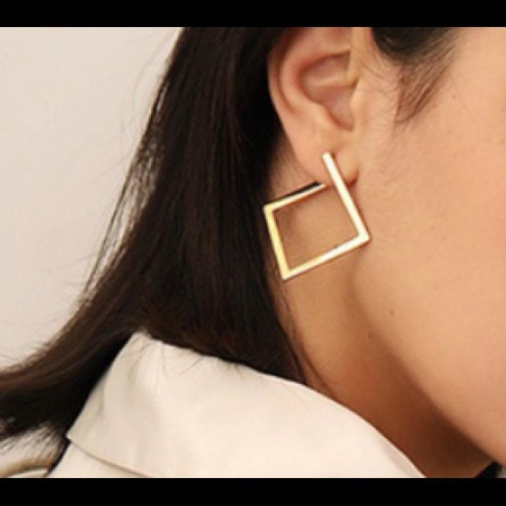 Square Stainless Steel gold earrings